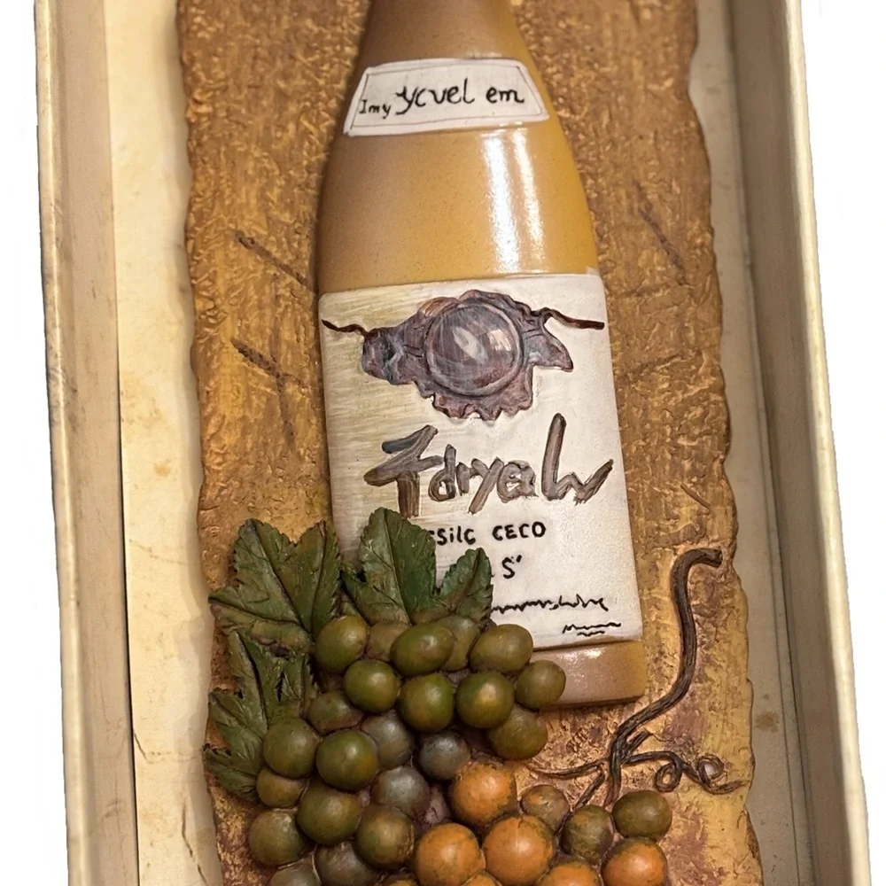 Elegant Wine Bottle Wall Plaque with Grapes - Picture 2 of 3